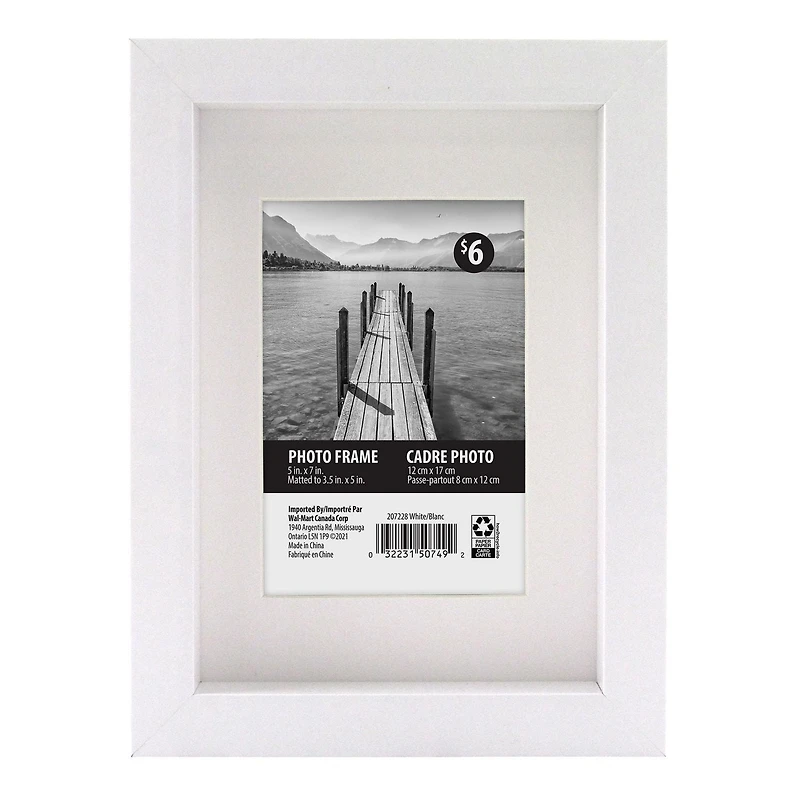 MacIntyre White Picture Frame, 5"x7" to 3.5"x5"