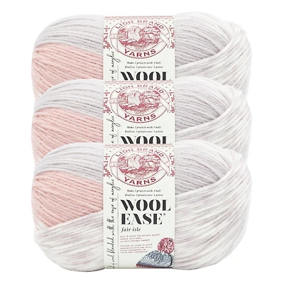 Fil Lion Brand Wool-Ease Fair Isle #4 Acrylique Laine Lot de 3 150g/318m