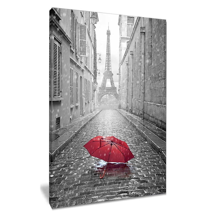 Design Art Eiffel View from Paris Street Cityscape Photo Canvas Art Print