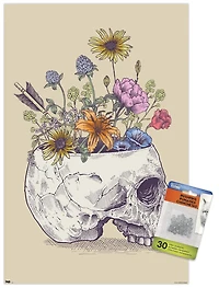 Rachel Caldwell - Flower Skull Wall Poster, 14.725" x 22.375" Framed