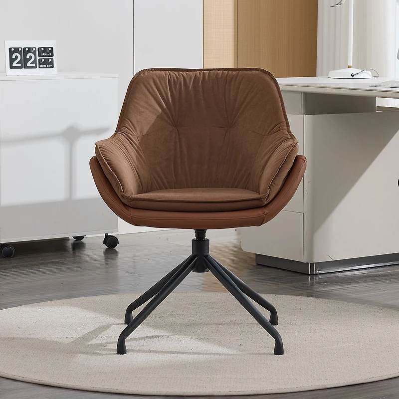 Fauteuil de bureau Noble House, fauteuil en similicuir, brun