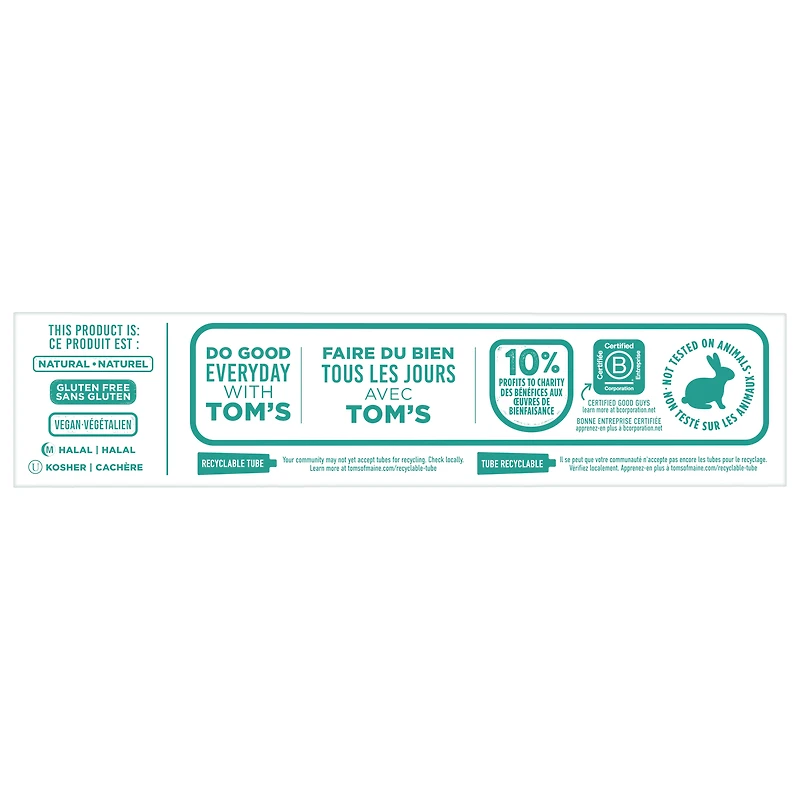 Tom’s of Maine Simply White Dentifrice sans Fluorure, Menthe Poivrée, 85 ml