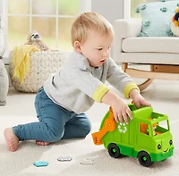 Fisher-Price Little People Recycling Truck Musical Toddler Garbage Toy Set, 5 Pieces, Ages 1+