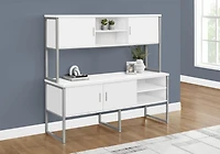 Monarch Specialties Office Credenza, 72"l, Home Office, Work, Storage Doors, Commercial Grade, White Laminate, Silver Metal, Contemporary