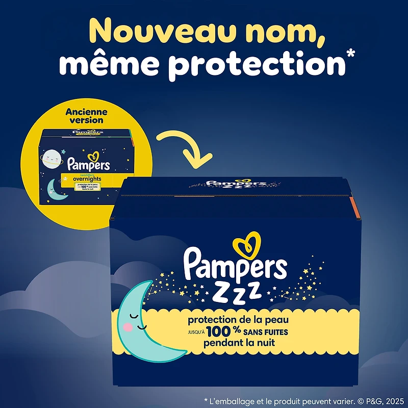 Couches de nuit ZZZ, taille 6 ( et plus [35 lb et plus]), couches jetables pour bébés, protection pendant la nuit