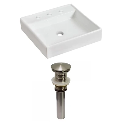 American Imaginations AI-31066 17,5 pouces W Au-dessus de contre le navire blanc pour 3H8-in. Centre de forage