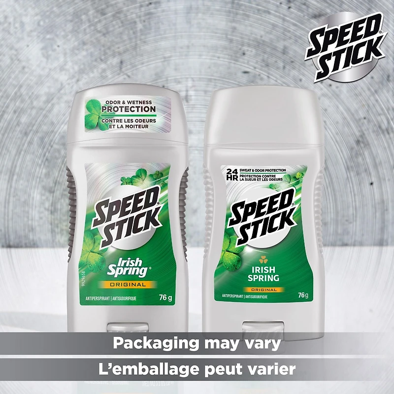 Déodorant antisudorifique Speed Stick pour hommes, parfum Irish Spring, 76 g 76 g