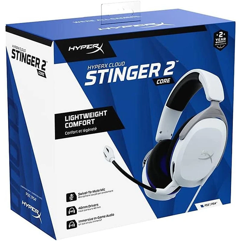 HyperX Cloud Stinger™ 2 Core Casque de jeu pour PlayStation Blanche