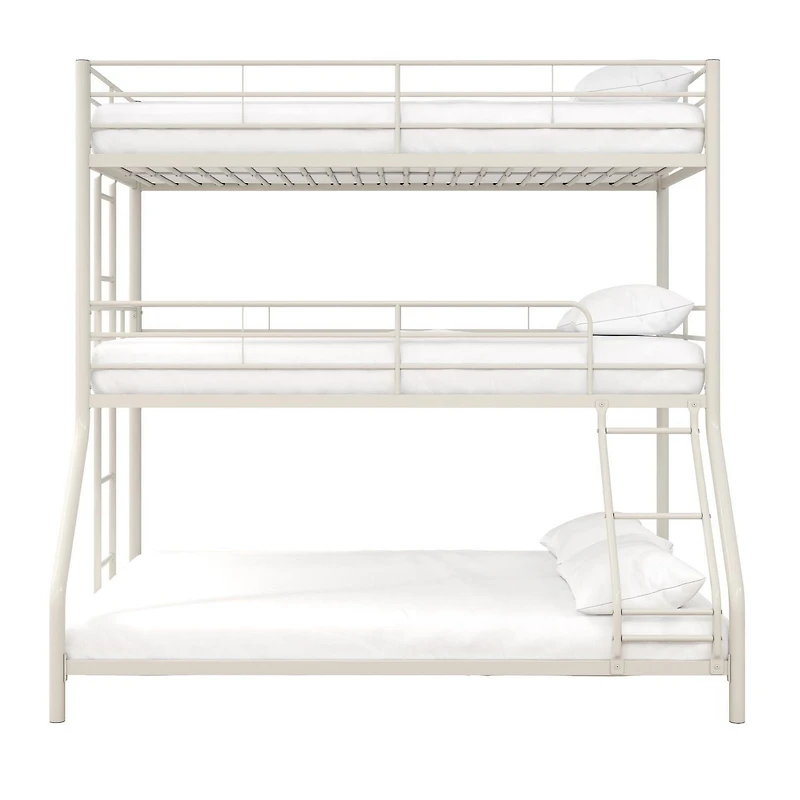 DHP Everleigh Triple Metal Bunk Bed, Twin/Twin/Full, Off White