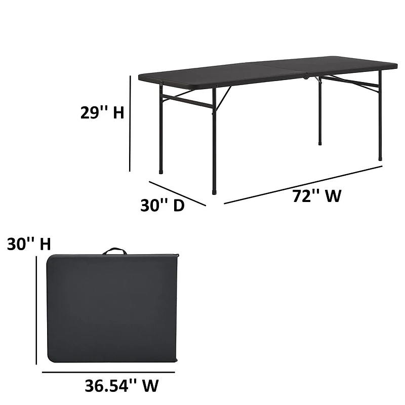 Mainstays 6 Foot Folding Table, Black