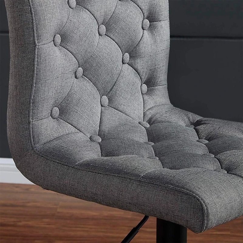 Heavenly Collection Grey Tufted Adjustable Stool