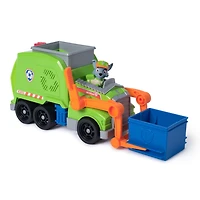 Pat'Patrouille : Camion de recyclage compacteur avec figurine Rocky et véhicule compacté transformable, jouets pour garçons et filles à partir de 3 ans PAW Rocky