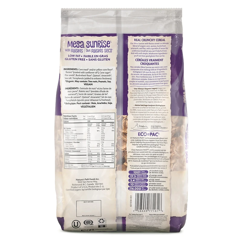 Nature's Path Mesa Sunrise® aux Raisins Secs 825G
