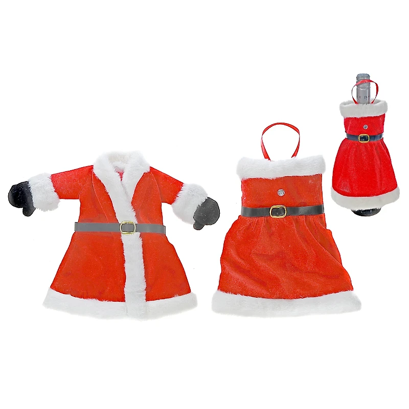 Housses Pour Bouteille De Vin En Tissu Tricoté (M. Et Mme Claus (Assortiment) - Lot De 2)