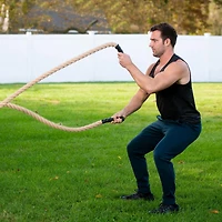 GoZone 20ft Battle Rope – Natural/Black, With rubberized grip