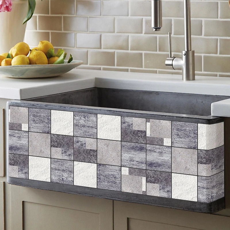 Truu Design Woodgrain Embossed Self-Adhesive Peel and Stick Wall Tiles