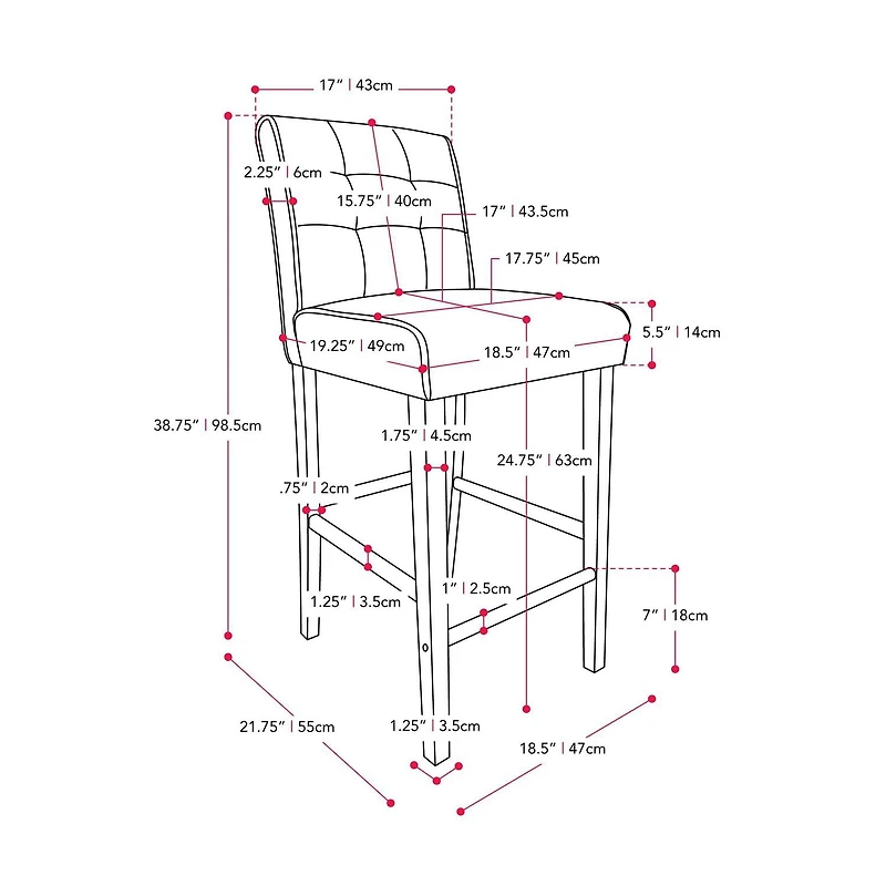 Tabouret de bar d'intérieur rembourré en similicuir Leila de CorLiving avec dossier haut, noir