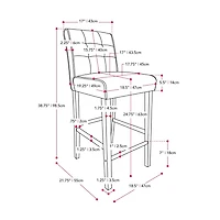 Tabouret de bar d'intérieur rembourré en similicuir Leila de CorLiving avec dossier haut, noir