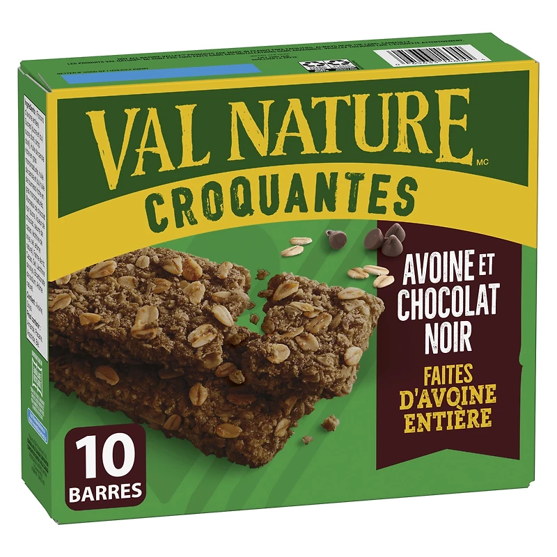 Val Nature Barres Granola Croquantes, Avoine et Chocolat Noir, 2 Barres par Portion (42 g), 5 Portions, 10 Barres 210g