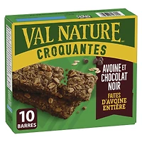 Val Nature Barres Granola Croquantes, Avoine et Chocolat Noir, 2 Barres par Portion (42 g), 5 Portions, 10 Barres 210g