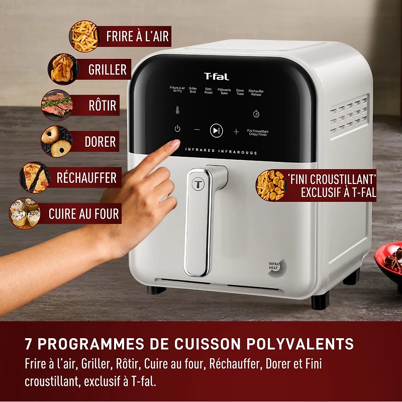 T-fal Infrared Air Fryer, 7-in-1, 5L/5.3QT, Infra-heat™ Technology, No-Preheating, Faster, Juicier, Crispier, Oat