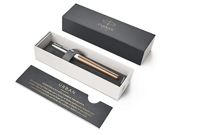 Stylo à plume urbain Parker avec une pointe fine avec un remplissage d'encre bleu, orange