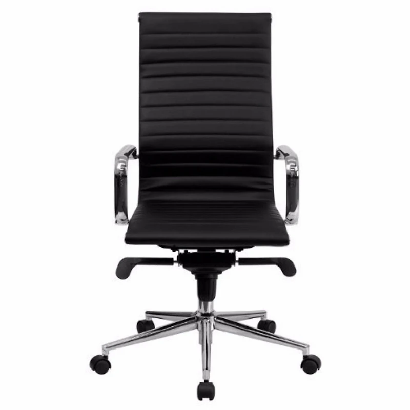 Nicer Furniture Ribbed PU Leather with Wheels Adjustable High Back Chair