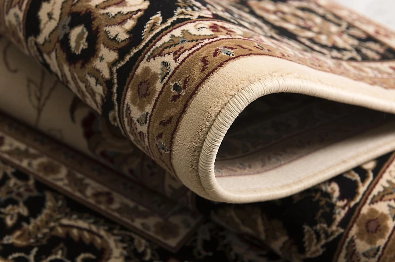 Tapis d'intérieur persan Rug Branch Majestic 2' x 7' (taille exacte : 2'3" x 7'), beige noir, style traditionnel - Entrée, couloir, salle de bain et cuisine