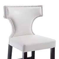 Tabourets de bar d'intérieur CorLiving Kings en similicuir clouté, hauteur comptoir, blancs (lot de 2)