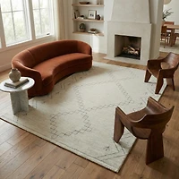 Tapis d'interieur abstrait Rug Branch Casa, beige creme, boheme - Salon, chambre, salle a manger et cuisine
