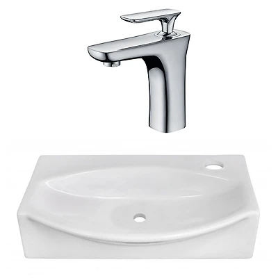 American Imaginations -in. W Above Counter White Bathroom Vessel Sink Set For 1 Hole Right Faucet AI