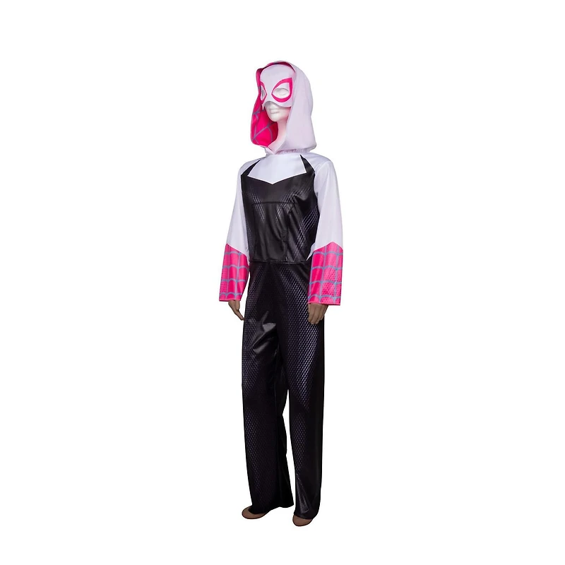 MARVEL Youth Adaptive Spider-Gwen Costume - Combinaison imprimée avec accès au tube, jambes plus spacieuses et demi-masque en tissu