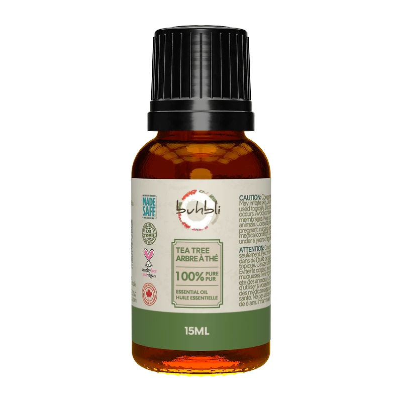 Buhbli Brands - 100% Pure Tea Tree Essential Oil, 15ml, 100% Pure & Natural - Bottled in Canada