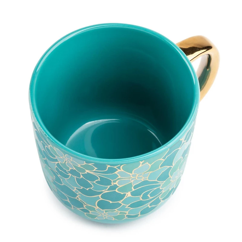 Tasse à café en grès thym et table, 16 oz liq., succulente sarcelle Tasse