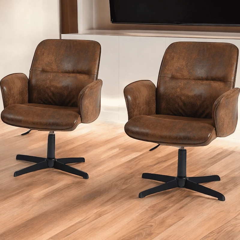 Homy Casa Swivel Desk Chair, Adjustable Ergonomic Office Chair, Brown Faux Suede