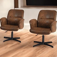 Homy Casa Swivel Desk Chair, Adjustable Ergonomic Office Chair, Brown Faux Suede