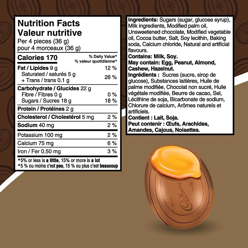 Cadbury Mini Caramilk Chocolatey Candy Eggs, Easter Basket Treats, Individually Wrapped, Prepared in Canada, 381 g