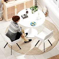 Ensemble de 2 chaises d'appoint pivotantes modernes Homy Casa avec accoudoirs et dossier ouvert, assise rembourrée, tissu beige
