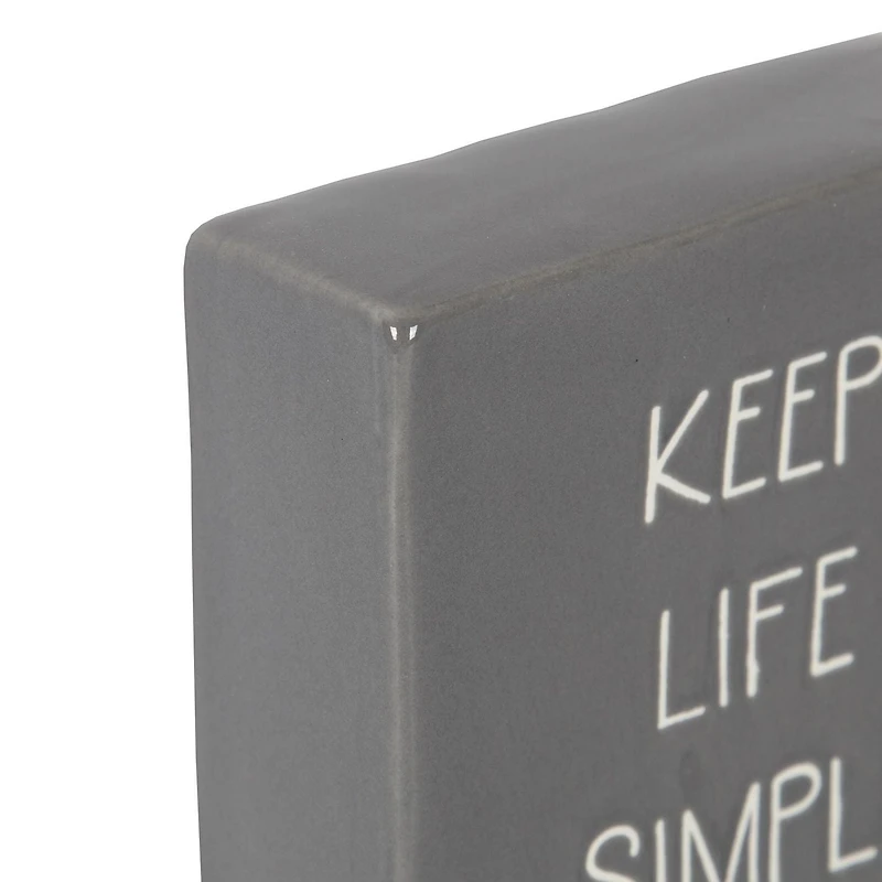 Plaque carrée de table en porcelaine “Keep Life Simple” Linden 10,4cm L x 10,2cm H x 3,5cm P