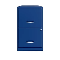 Space Solutions 18 inch 2 Drawer Metal File Cabinet, Classic Blue, 18 inch 2 Drawer Metal Cabinet