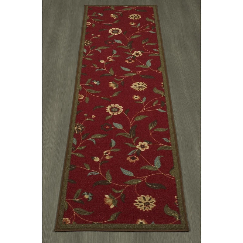 Ottomanson Ottohome Collection Non-Slip Rubberback Floral Leaves Design Indoor Rug