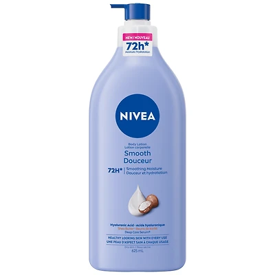 NIVEA Smooth 72-Hr Moisturizing Body Lotion for Dry Skin with Hyaluronic Acid, 625 mL, 625mL Pump Bottle
