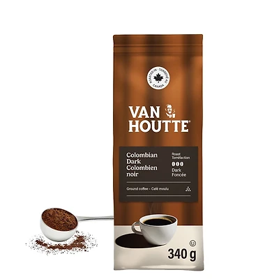 Café colombien foncé Van Houtte, torréfaction foncée, moulu