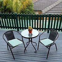 IH Casa Decor Cross Stripes Outdoor Chairpad Teal - Set of 2