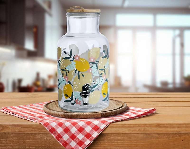 Hometrends Glass Lemon Dispenser,1.2 gallon, 1 piece, Glass Dispenser