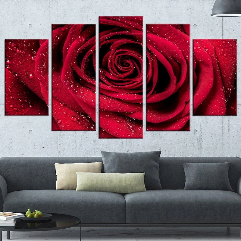 Tableau imprimée sur toile Design Art Pédales de rose avec pluie
