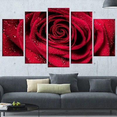 Tableau  imprimée sur toile Design Art Pédales de rose avec pluie