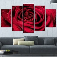 Tableau  imprimée sur toile Design Art Pédales de rose avec pluie