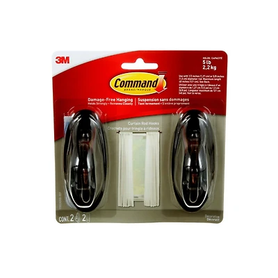 Command™ Curtain Rod Hooks, 17053ORB-2EF