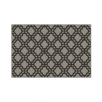 Mainstays tapis intérieur moderne à motif treillis gris et charbon, touffeté à la machine, 2' x 3', lavable à la machine, endos antidérapant